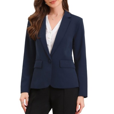 INSPIRE CHIC Women's One Button Notch Lapel Long Sleeve with Shoulder Pads and Pockets Blazer