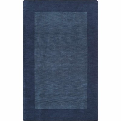 Hauteloom Bordered Solid Ink Blue Wool Rug