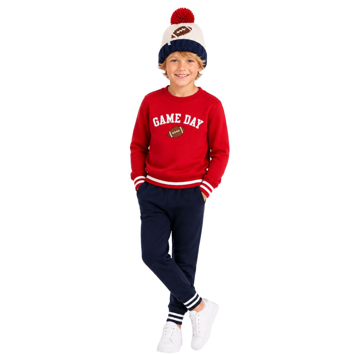 Bits & Bows Football Bobble Hat - thumbnail 4