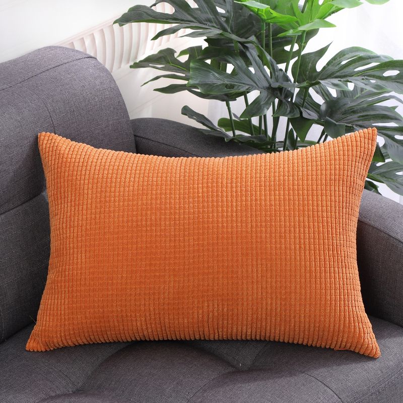 PiccoCasa Luxury Corduroy Corn Striped Cushion Soft Throw Pillow Case, 2 of 7