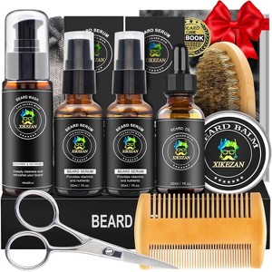 XIKEZAN Beard Kit for Men Grooming & Care Set w/2 Pack Beard Serum, Wash, Oil, Balm, Comb, Brush, Scissor, Bag, EBook, Unique Birthday Gifts - 1 of 4