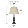 Regency Hill Ben Rustic Farmhouse Table Lamps 25" High Set of 2 Dark Bronze Metal Ivory Linen Pleated Shade for Bedroom Living Room Bedside Office - 4 of 4