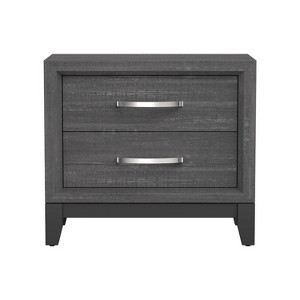 Airsurfer Two-Drawer Slate Gray Nightstand Contemporary Bedside Nightstand Bedroom Storage for Bedroom Organization - 1 of 4