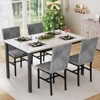 Hooseng Modern Kitchen 5 Piece Dining Table Set for 4, Dining Table Set For 4 With 4 Upholstered Velvet Chairs, 5-Piece Faux Marble Dining Set - 2 of 4