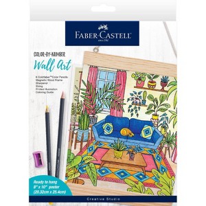 Color By Number Wall Art Plant Room - Faber-Castell: DIY Craft Kit for Kids, Includes Colored Pencils & Markers - 1 of 3