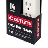 RAYOVAC® 1,000-Joules Surge Protector Power Strip, 6 AC Outlets, 1.5-Ft. Cord in White - 4 of 4