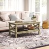 Homcom Farmhouse Style Coffee Table With Wood Frame, Tempered Glass ...
