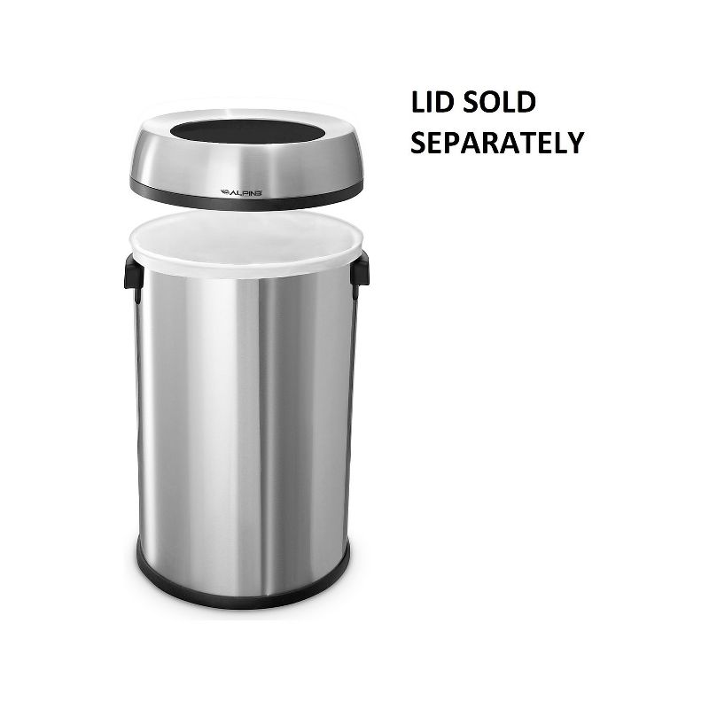 Alpine Industries Stainless Steel Commercial Indoor Trash Can with Open Lid 17-Gallon 2/Pack, 3 of 7