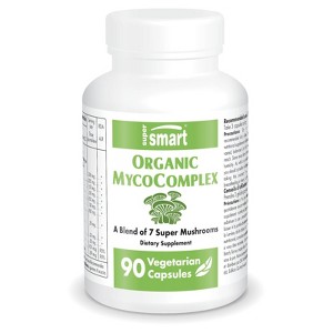 SuperSmart Organic MycoComplex - 7-in-1 Mushrooms Supplement - with Shiitake, Chaga, Reishi, Maitake, Cordyceps | Non-GMO - 90 Vegetarian Capsules - 1 of 1