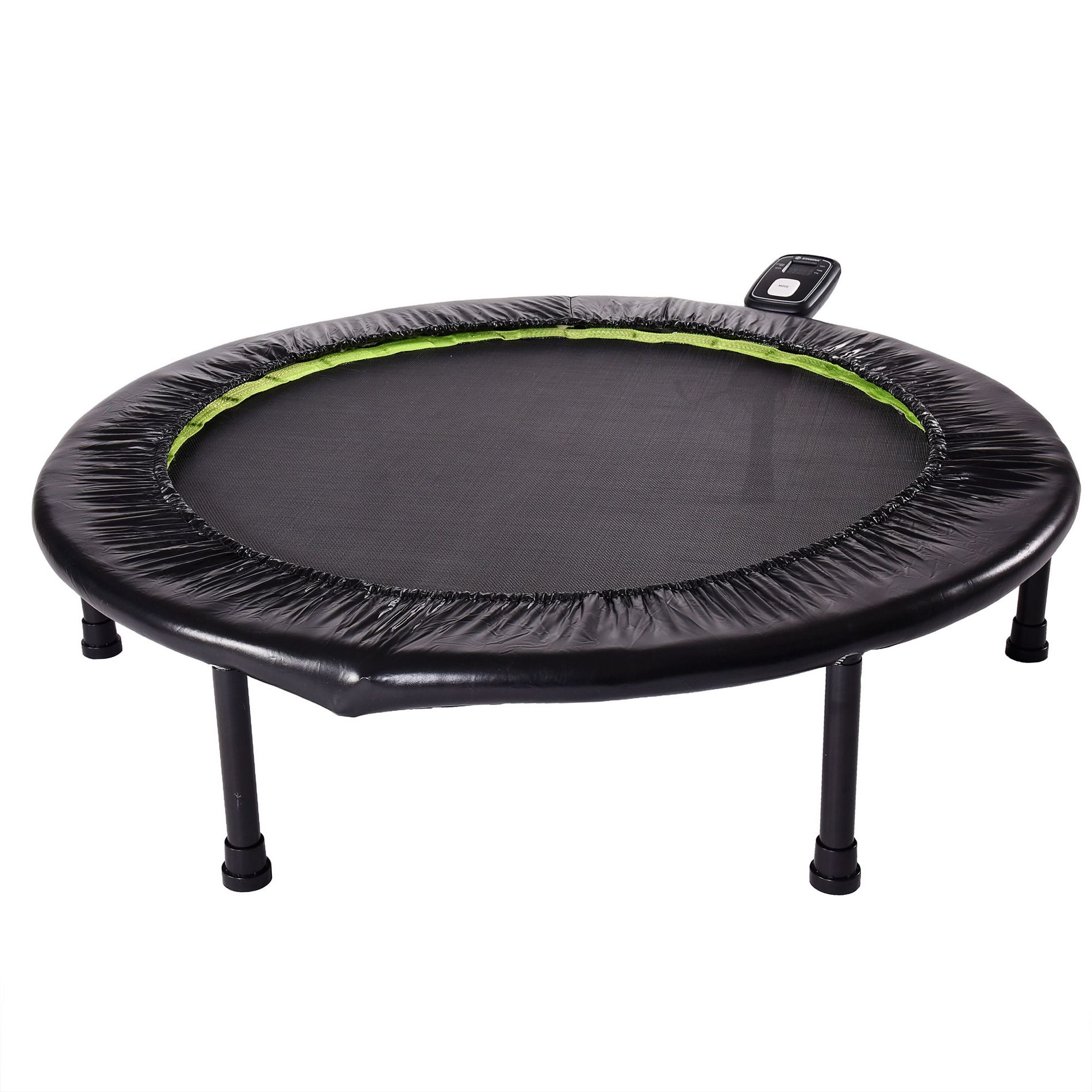 Stamina Products 36 Inch Round Foldable Full Body Cardio Fitness Trampoline with LCD Workout Track Monitor and Smart Audio Coaching App, Black