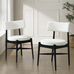 Gulches Set of 2 Mid Century Modern Dining Chairs,Black and Beige - 1 of 4