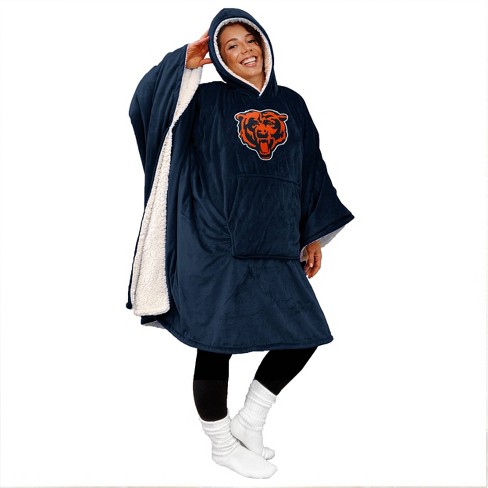 NFL Chicago Bears Team Color Bloncho with Logo Patch and Sherpa Inside  Throw Blanket