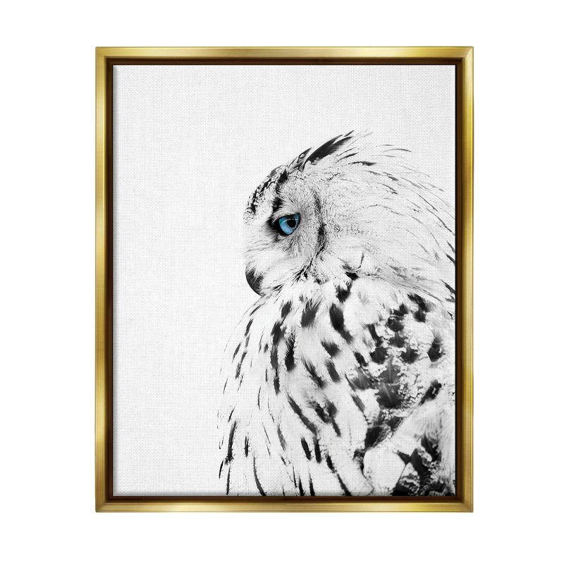 Stupell Industries Snow Owl White Feathers Peering Blue Eyes, 1 of 7