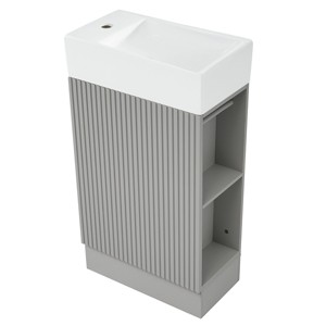 ChicFurnit Bathroom Storage Cabinets Bathroom Floor Storage Cabinet Functional Bathroom Cabinet with Drawer for Bathroom, Gray, 18.6"*10.6"*33.2" - 1 of 4