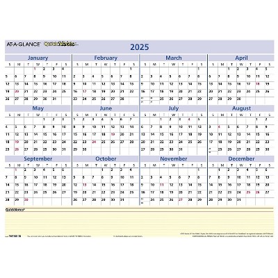 2025 AT-A-GLANCE QuickNotes 16" x 12" Yearly/Monthly Wet-Erase Wall Calendar Reversible