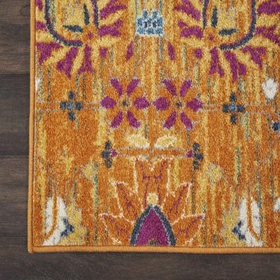 Sunburst Floral Bliss 9' x 12' Easy-Care Synthetic Area Rug