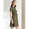 INSPIRE CHIC Women's Point Collar Front Elastic Waist Drawstring Mini Shirt Dress with Pocket - 4 of 4