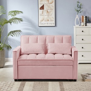 TiranisuBest Grey 3-in-1 Sectional Sofa Bed with Pull-Out Function, Adjustable Backrest, and Side Pocket, Ideal for Compact Spaces - 1 of 4