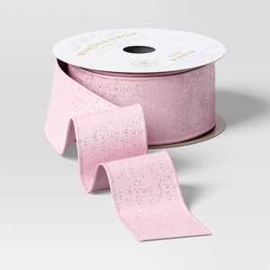 18’ Christmas Premium Ribbon Pink with Glitter - Wondershop™ - 1 of 3