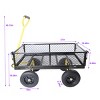 YONWAY Heavy Duty 660 Lbs Capacity Mesh Steel Garden Cart Folding Utility Wagon with Removable Sides10 inch Tire - 3 of 4