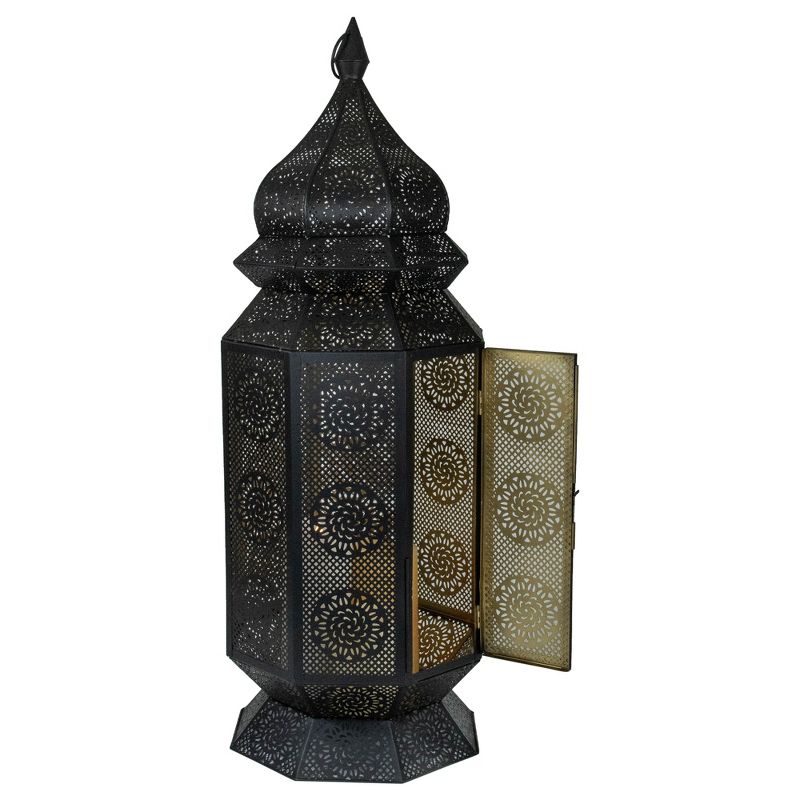 Northlight 29.5" Black and Gold Moroccan Style Floor Pillar Candle Lantern, 3 of 5