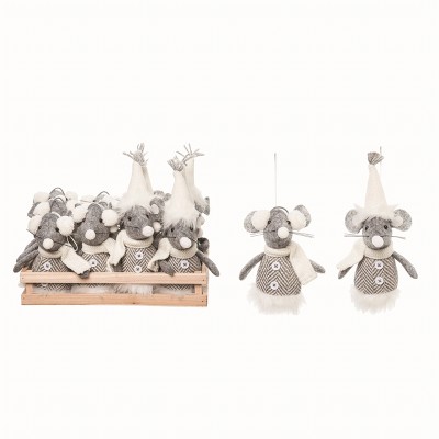 Transpac Polyester 5.5 in. Multicolor Christmas Mice with Crate Set of 12