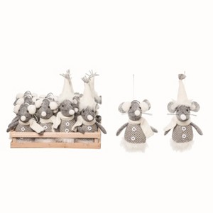 Transpac Polyester 5.5 in. Multicolor Christmas Mice with Crate Set of 12 - 1 of 2