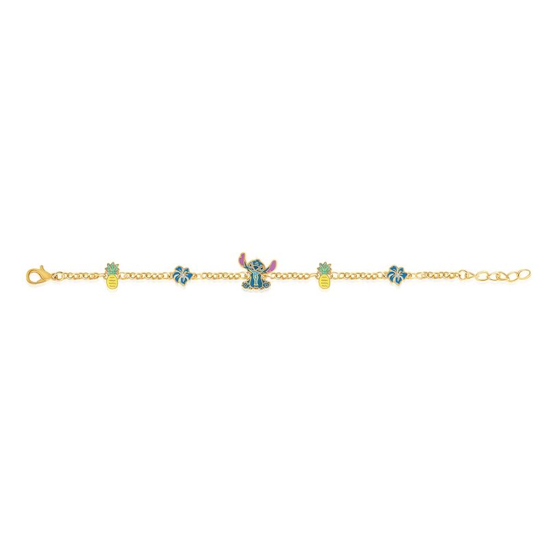 Disney Womens Stitch Bracelet with Station Pendants 6.5" + 1" - Gold Plated Stitch Jewelry Officially Licensed, 3 of 5