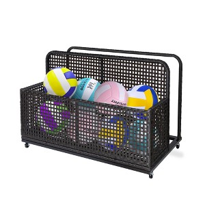Outdoor Wicker Pool Float Storage, Rolling PE Rattan Caddy with Wheels, Poolside Organizer for Cushions, Noodles, Life Vests and Toys - 1 of 4