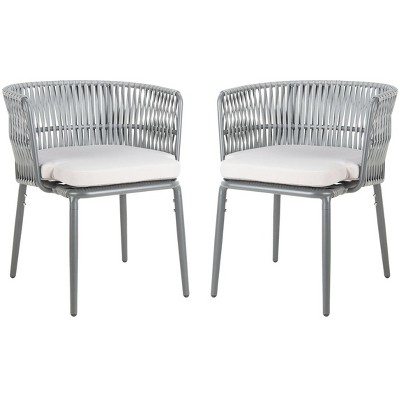 Gray Rope and Aluminum Outdoor Dining Chair with Cushions