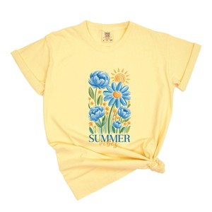 Simply Sage Market Summer Vibes Blue Flowers Garment Dyed Tee - 1 of 4
