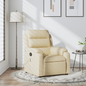 vidaXL Massage Recliner Chair For Elderly - Manual Recline, Vibrating Armchair, Cream Fabric, 135° Tilt, Padded Comfort, Side Pocket, Sturdy Frame - 1 of 4
