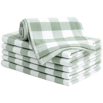 PiccoCasa 6-Pack Cotton Kitchen Tea Towel Set Lattice Pattern Green  13.4x13.4in