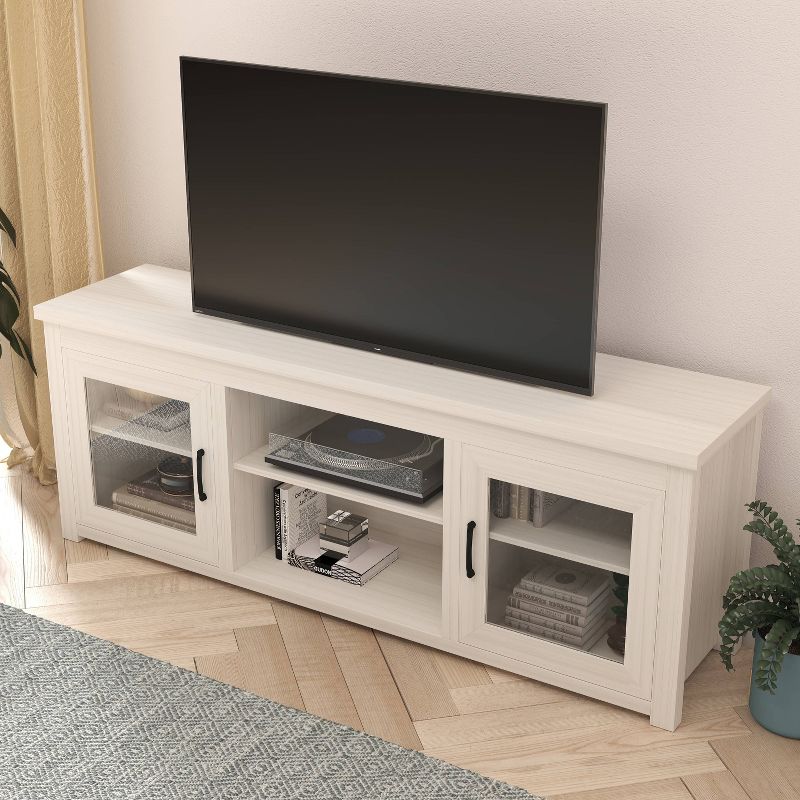 Traditional Full Glass Door TV Stand for TVs up to 80" - Merrick Lane, 2 of 12