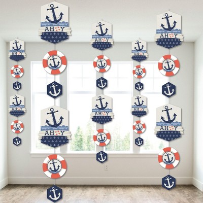 Big Dot of Happiness Ahoy - Nautical - Baby Shower or Birthday Party DIY Dangler Backdrop - Hanging Vertical Decorations - 30 Pieces