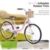 RISOKEYS Ladies Cruiser Bike,Single Speed Folding Steel Frame Bicycle with Front Basket & Rear Rack,Front Caliper Brake & Rear Band Brake - 3 of 4