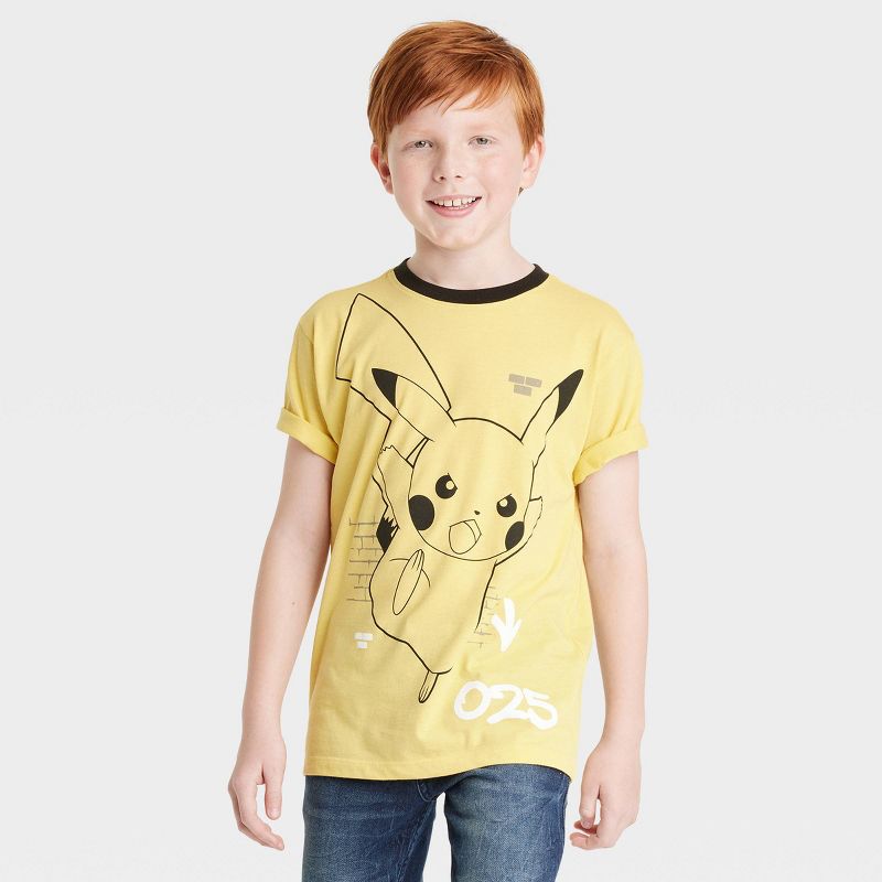 Boys&#39; Pok&#233;mon Pikachu Ringer Short Sleeve Graphic T-Shirt - Yellow, 1 of 4