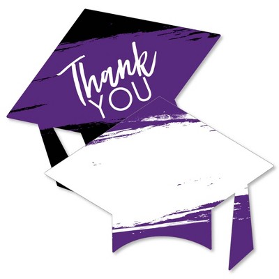 Big Dot of Happiness Purple Grad - Best is Yet to Come - Shaped Thank You Cards - Purple Grad Party Thank You Note Cards with Envelopes - Set of 12