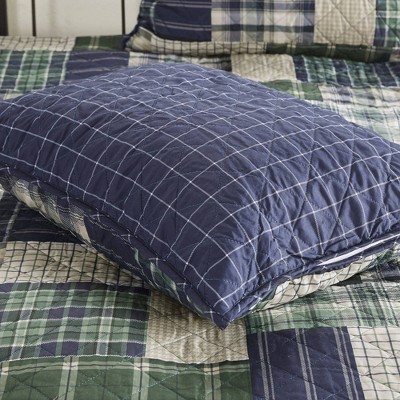 King Green and Navy Reversible Microfiber Quilt Set
