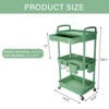 YIGII 3 Tier Rolling Utility Cart with Drawer,Rolling Storage Cart,Storage Cart for Kitchen,Bathroom,Living Room, Organizer with Iron Wheels(Green) - 2 of 4