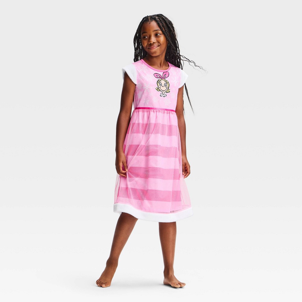 Girls' The Grinch Holiday Cindy Lou NightGown - Pink L