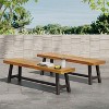 Vynxaria Sandblasted Brown Patio Benches - 63" Modern Industrial Outdoor Seating Set - 2 of 4