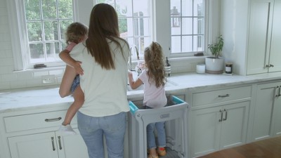 White Adjustable Plastic Toddler Step Stool with Safety Sides