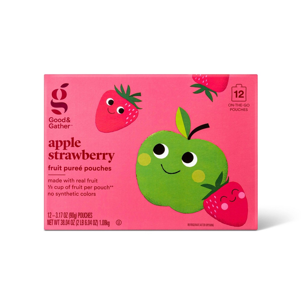 Applesauce Pouches Strawberry - 12ct - Good & Gather™