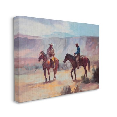 Desert Cowboys Horses Landscape Canvas Wall Art, 24 x 30
