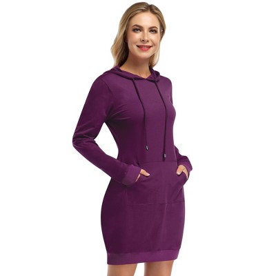 Womens Hoodie Dress Sweatshirt Pullover Kangaroo Casual Dress with Pocket