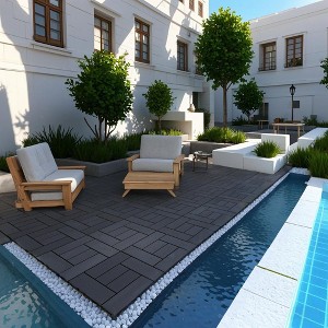KTMBDW Plastic Interlocking Deck Tiles, 44 Pack , 12"x12" Waterproof Outdoor Flooring All Weather Use, Patio Floor Decking Tiles for Porch Backyard - 1 of 4