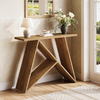 Tribesigns 41.3"Small Entryway Table, Narrow Farmhouse Console  Table with Rustic Wooden Legs for Living Room, Entry, Entrance, Foyer , Brown