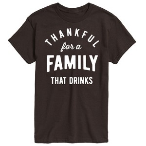 Men's - Instant Message - Thankful For A Family That Drinks Short Sleeve Graphic T-Shirt - 1 of 4