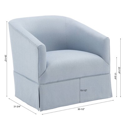 Sky Blue Barrel Swivel Accent Chair with Skirt